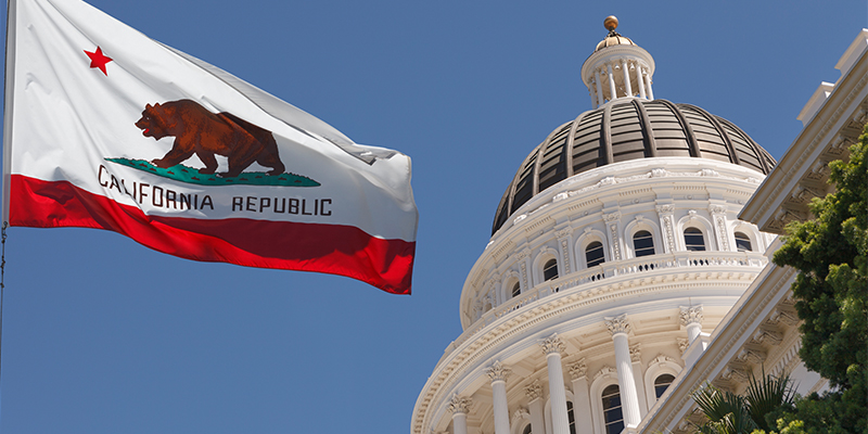 California flag and capitol