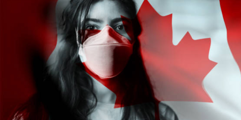 Canadian flag and person
