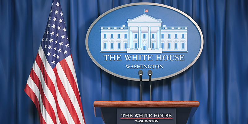 White House flag and podium