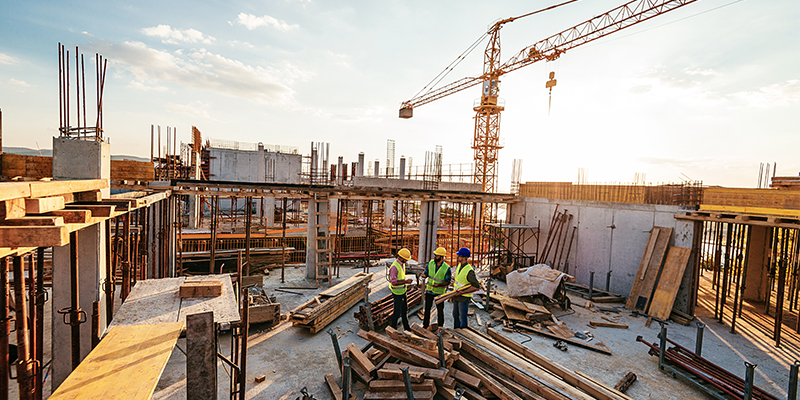 Construction site with workers